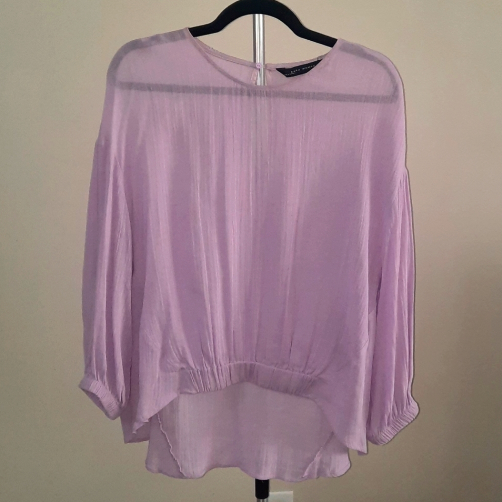 Zara lilac 3/4 sleeve high low top